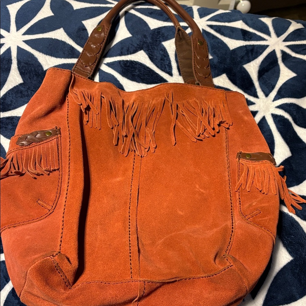 Lucky Brand Suede Slouchy Fringe Bag